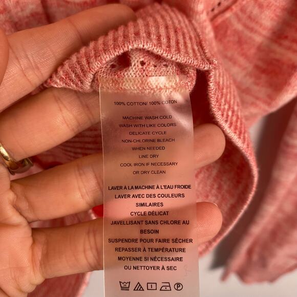 Margaret O'Leary Cotton Heathered Knit Button Up Cardigan Sweater Pink Large - Picture 4 of 5